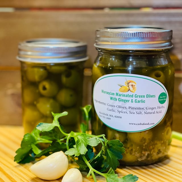 Moroccan Marinated Green Olives Large.