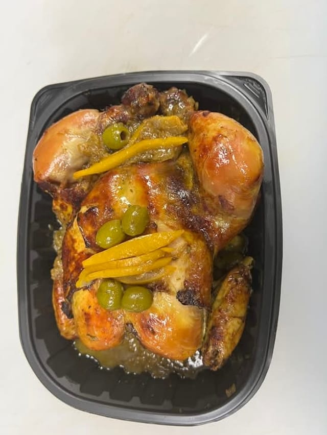 #9 MOROCCAN ROASTED CHICKEN/OLIVES/PRESERVED LEMON/BREAD/FRIES.