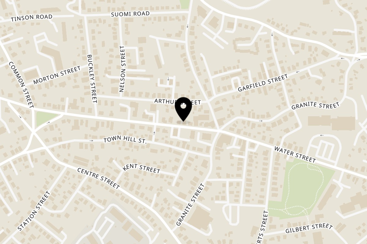 Map showing the location of Casba Food and Pastries on 25 Copeland St in Quincy